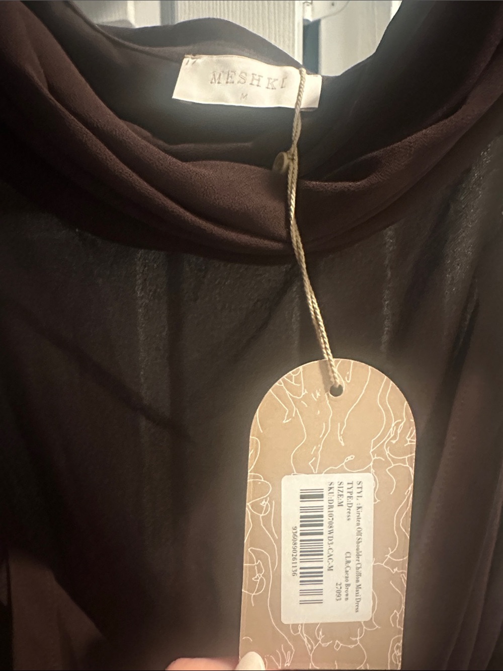 Meshki One-Shoulder Chocolate Brown Evening Dress - Picture 5 of 6